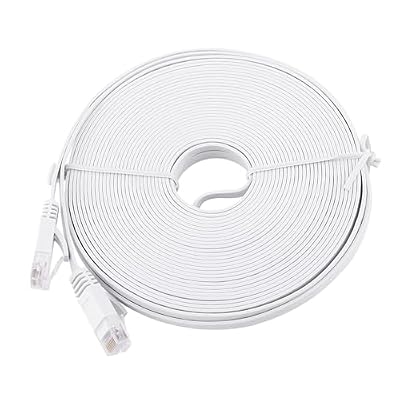 Omquot High Performance CAT6 Ethernet Network Flat LAN Cable for Gigabit Ethernet 1000M White (#8)