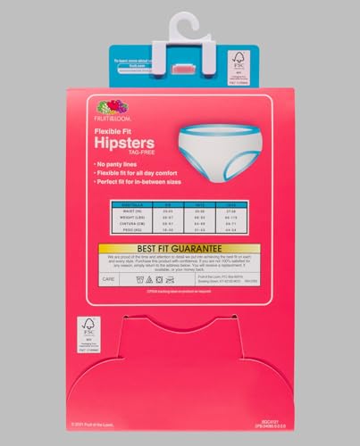 Fruit of the Loom Girls Seamless Hipsters 6 Pack, 10-12, Assorted 2" Multicolor2