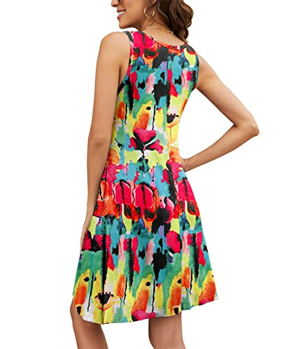 Image of Summer Dresses for Women Casual Sleeveless Swing Sundress with Pockets