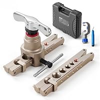 VEVOR 5 tlg. Bördelwerkzeuge Set, 45° Exzentrisches Bördelgerät für Einzelbördelung, HVAC-Bördel mit Rohrschneider & Werkzeugkasten für 6-19 mm Kupfer- & Aluminiumrohre, Reparatursatz für Kilmaanlagen