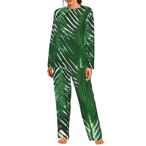 Pyjama femme motif palmier en tissu premium doux pour des nuits luxueuses et élégantes