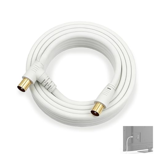 Ausphexion 1.5M TV Antenna Cable Right Angle Male to Male Coax Cable - for HDTV CATV DVB-T2/C/S Cable Modem Radio Satellite Receivers TV Aerial Cable (Gold Plated Connectors)