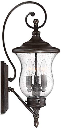 Franklin Iron Works Carriage Traditional Outdoor Wall Light Fixture Led Bronze Brown 22" Clear Seedy Glass Shade Decor Exterior House Porch Patio Outside Deck Garage Yard Front Door Garden Home #TOP7