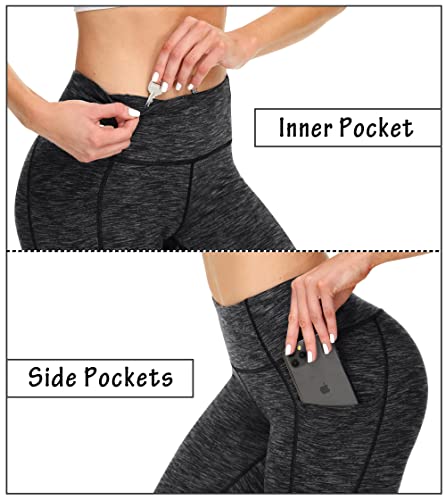 Heathyoga Leggings with Pockets for Women Tummy Control High Waisted Yoga Pants Women Compression Workout Leggings Ink