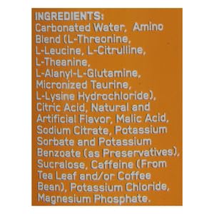 Optimum Nutrition Amino Energy Sparkling Hydration Drink, Electrolytes, Caffeine, Amino Acids, BCAAs, Sugar Free, Mango Pineapple Limeade, 12 Fl Oz, 1 count (Packaging May Vary) (Pack of 2)