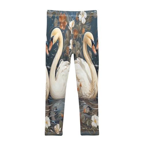 Toddler Girls Leggings Printed Yoga Pants Leggings Swan in River for Kids2