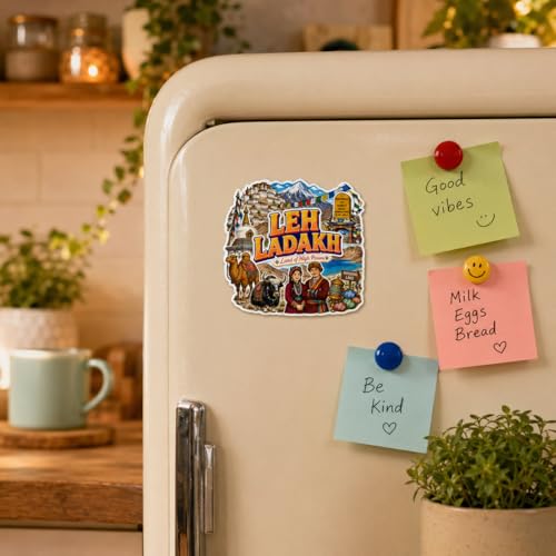 Image of Zesta Wooden Fridge Magnets Set | Refrigerator Decor Magnets for Kitchen | India Souvenir Fridge Magnet Collection | Wooden Magnet for Fridge Door Decoration (Leh Ladakh)