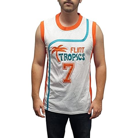 TUEIKGU Flint Tropics #33 Jackie Moon #7 Coffee Black 90s Hip Hop Clothing for Party Men Basketball Jersey - white - XL Cover