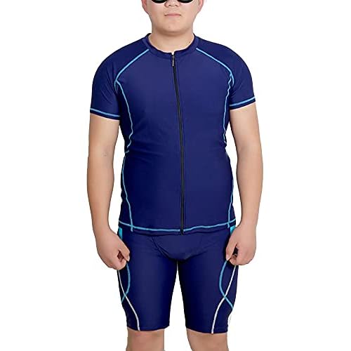 YOUCAI Herren Professionelle Kontrast-Badeanzug Plus Size Base Layer T-Shirt & Badehose Schnelltrocknender Anzug Große Größen Schwimmanzug Schutzkleidung Neoprenanzug Navy 7XL