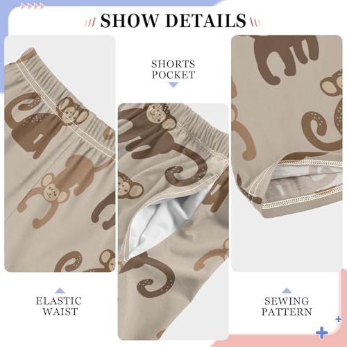 ZZXXB Cartoon Monkey Boys Long Pants Soft Trousers Elastic Waist Kids Lounge Bottoms with Pockets S-XL4