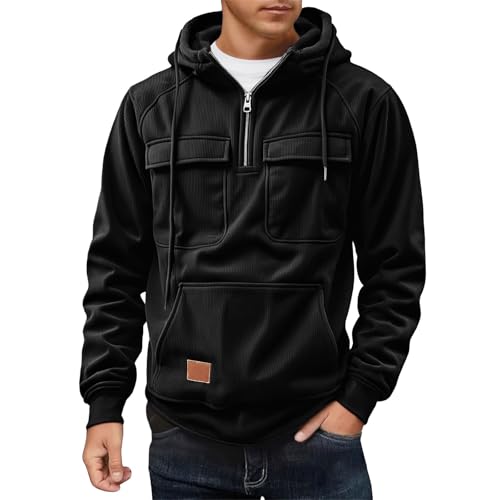 ADHOWBEW Men's Oversized Hoodie Long Sleeve Casual Fall Workout Winter Drawstring with Pockets Big and Tall Pullover4