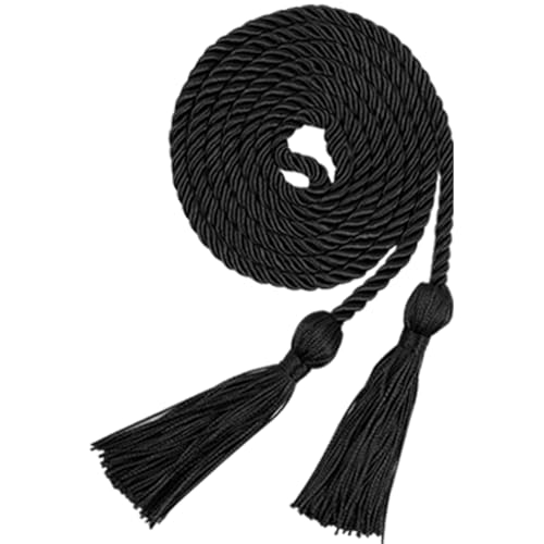 Image of Graduation Honor Cord 68 inch Grad Braided Honor Cords with Tassel Honor Rope Grad Cords for Graduation Students Bachelor Master Doctoral Gown Grad Decor (Black)