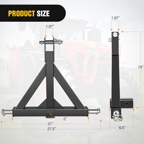 Image of Nilight 3 Point 2 inch Trailer Hitch Receiver Category 1 Heavy Duty Tractor Drawbar Quick Hitch Adapter Compatible with Kubota Bx John Deere Nortrac Kioti Yanmar Cat