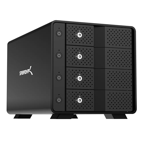 SABRENT Estación de Acoplamiento de 4 Bahias 3,5" SATA SSD/HDD | USB 3.1 | con 4 interruptores ON/Off | hasta 22TB [DS-SC4B]