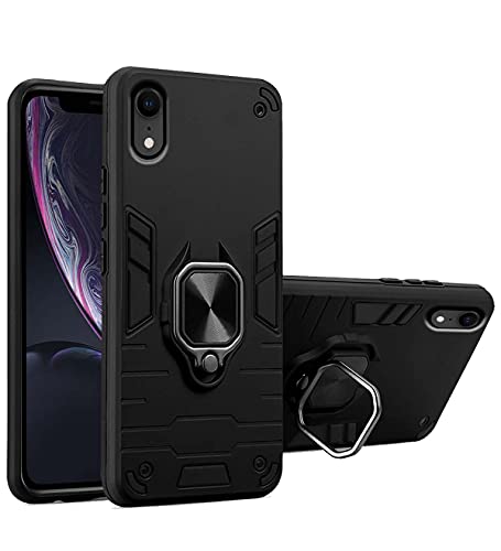 Image of Pikkme D5 Tough Armor Bumper Back Cover Case for iPhone XR |Ring Holder & Kickstand in-Built (Black)