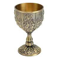Tomotato Mittelalterlicher Kelch, 6.3×10.3cm Vintage Metall Blumenmuster Kelchkelch, Der Heilige Gral Kelch für Küche, Zuhause, Bar, Hochzeiten(Bronze)