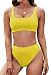 Pink Queen Women's Push up Padded High Waist Thong 2PC Bathing Suit XL Yellow