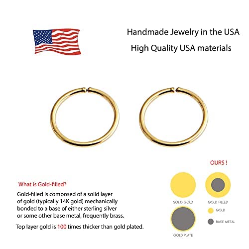 Miniatura 5 de Gold, Sterling Silver Tiny Thin Hoop Earrings for Women Cartilage Nose Septum Helix Tragus Rings Multiple Piercing Jewelry, Hypoallergenic (5mm  24