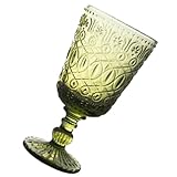 Homoyoyo Verre à Vin Vert Multifonction en Verre Épais Relief Floral Gobelet Rétro Euro...
