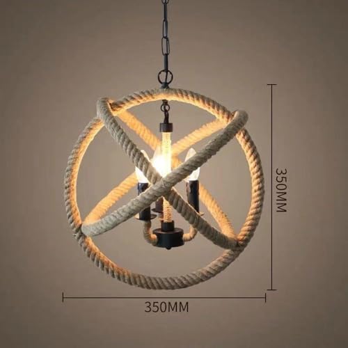Globe en corde de chanvre suspendus style ferme rustique 3 feux - 8