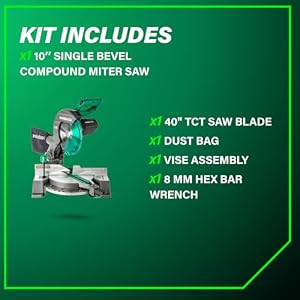 Metabo HPT 10-Inch Compound Miter Saw, 15-Amp, Single Bevel, C10FCG2 — photo 5 of 6