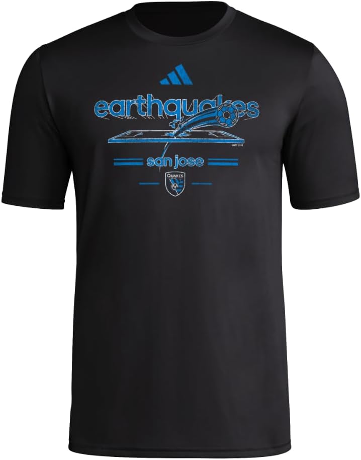 adidas Men's San Jose Earthquakes Vintage World Pre-Game Short Sleeve T-Shirt