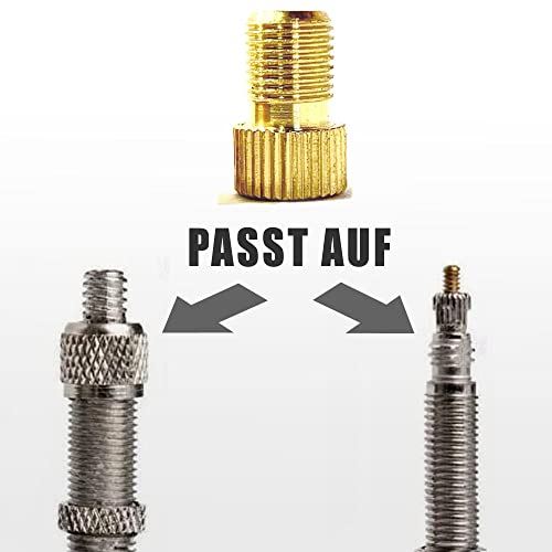 Fahrradventil Adapter I Schlüsselanhänger I Französisches Ventil Adapter SV Sclaverand DV Dunlopventil auf Auto AV Autoventil I Schrader Presta für Dunlop I Fahrrad-Zubehör Reifen Set