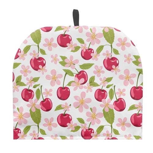 Image of Large Tea Cozy for Teapot Red Cherry Print Extra Thick Tea Pot Cover Home Kitchen Decoration Insulated Teapot Cozy Dust Kitchen Accessories for Home Daily