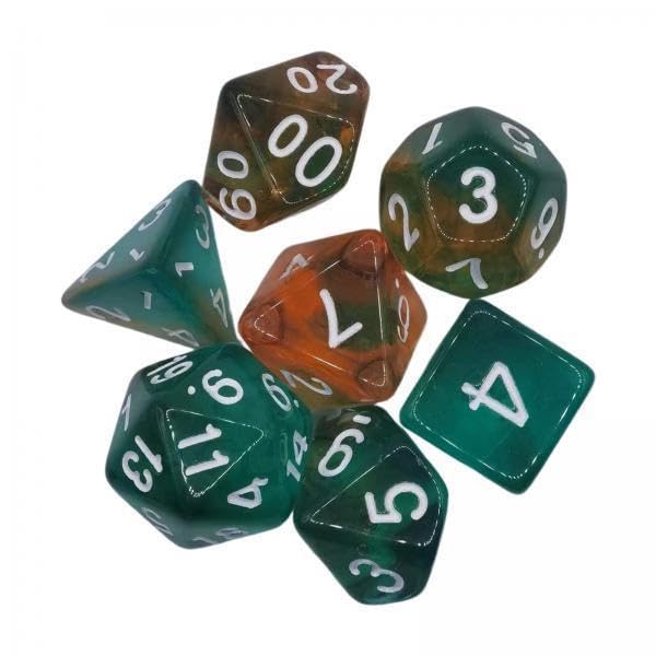 Toy 2x7x Acrylic Polyhedral Dices Bicolor for Activities Camping Table Games Green Orange Game Pieces, Parts-image-34
