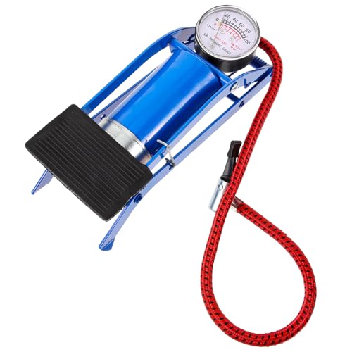 Ciieeo Bomba de Pie para Bicicleta y Coche Alta Presión, Bomba de Piso Activada Portátil Manómetro, Tubo Rojo Pequeño, Inflador Multiusos para Neumáticos y Balones, Uso en Ciclismo