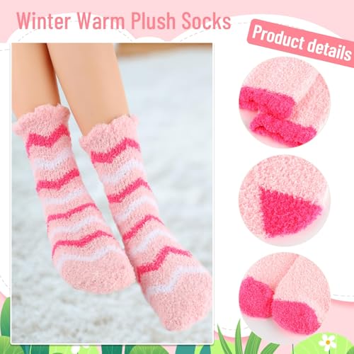 Image of SAIWEILAI ONLINE 7 Pieces Christmas Fuzzy Socks Gift Set:6 Pair of Soft Cozy Warm Socks with Christmas Gifts Box for Women