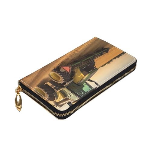 Farm Tractor Harvest Women Wallets Leather Zip Around Clutch Purses Waterproof Credit Card Holder With Phone Holder Ladies Travel Coin Purse3