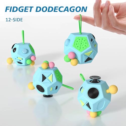Fidget Dodecagon Cube-Easter Basket Stuffers 12 Sided Fidget Toy Cube for Kids and Adults 12 Sides Stress Relief Cube Fidgets Toys Travel Airplane Essentials for Boys Girls(B3 Blue Sky) - Image 4