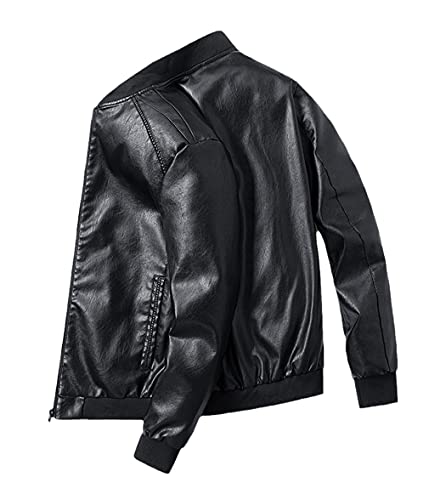 Veste en cuir synthétique homme noire coupe ajustée grande taille 7XL style baseball