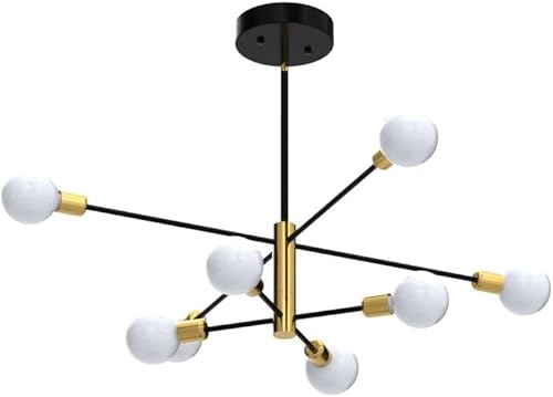 Miniatura 4 de Deyidn Sputnik - Lámpara de techo moderna industrial E26 de mediados de siglo, lámpara de techo negra y dorada para sala de estar, cocina,