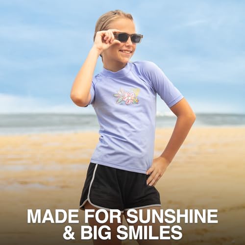 Image of Kanu Surf Girls' Jade Rash Guard UPF 50+ Sun Protection Short Sleeve Swim Shirt