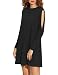 Haola Women's Fall Shoulder Off Long Sleeve T-shirt Dress Basic Shift Dress L Black