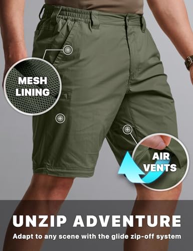 Image of CQR Men's Convertible Cargo Tactical Pants, Water Resistant Outdoor Hiking Pants, Zip Off Lightweight Stretch Work Pants