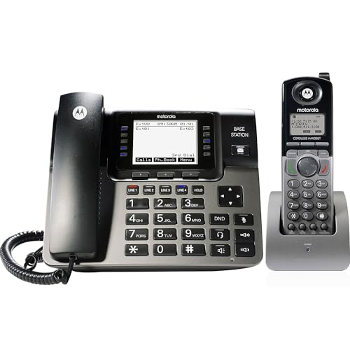 Motorola Voice ml1250 4 line Corded/Cordless Phone System, 1 handset, Black/Silver
