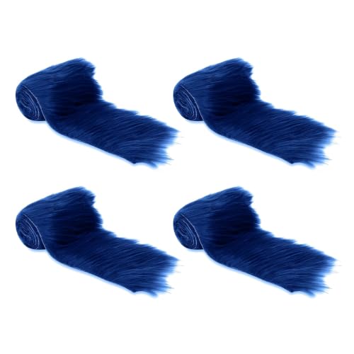 FabricLA Navy Blue Shaggy Plush Faux Fur Strips-Craft Fur for Gnomes, Cosplay, and DIY Projects | 4" X 60" (Pack of 4)