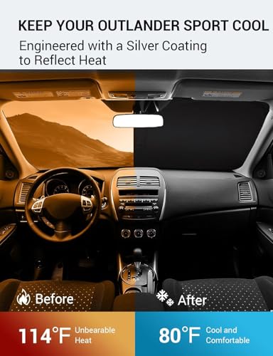 Image of Proadsy 2026 Upgrade Windshield Sun Shade Custom Fit Mitsubishi Outlander Sport 2011-2025 2026 4-Layer Foldable Front Sunshade Protector Sun Visor Blocks UV Rays Keep Car Cooler