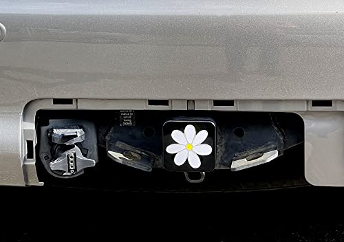 Trailer Hitch Cover Plug Insert (Fits 2" Receivers, White Chamomile Flower) #TOP5