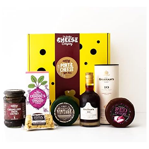 Cheese and Port Gift Box. The Ultimate Port Gift Set for Food Gifts for Men and Women to Enjoy. Perfect for Birthday Hampers for Women and Men. Delicious Unusual Gifts. The Chuckling Cheese Company Cover