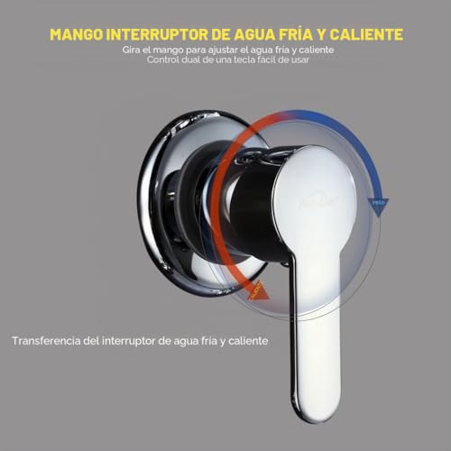 Miniatura 5 de Auralum Columna Ducha, Columna Ducha Hidromasaje 4 Función Con Temperatura Pantalla Lcd, Panel De Ducha Acero Inoxidable Para Baño, Sistema De Panel De Ducha Con Lluvia, Ducha De Mano Y Masaje