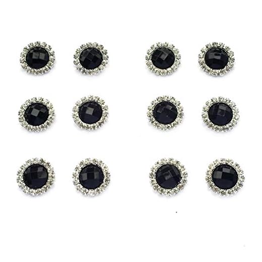 DOJAYA Pacote Com 6 Pares De Brincos De Strass De Zircônia Em Formato Redondo De 15 Mm, Conjunto Para Festa, Casamento, Dança, Competição, Uso Diário, Joias Banhadas A Prata, Cor Preta