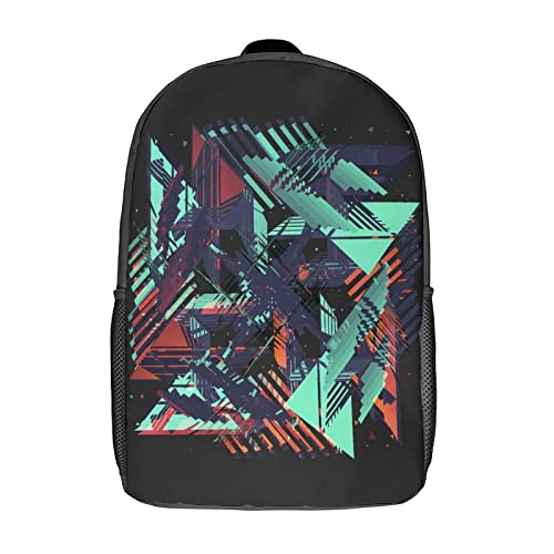 Sac à dos imprimé en 3D facettes moderne grand volume unisexe style géométrique