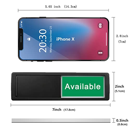 Image of in Use or Available Sign,Vacant Occupied Sign for Home Office Hotles Hospital Restroom, Vacant Occupied Slider Door Indicator Tells Whether Room in Use or Available,Non-Scratch Magnetic Slider Door Indicator Signs, 7'' x 2'' - Black