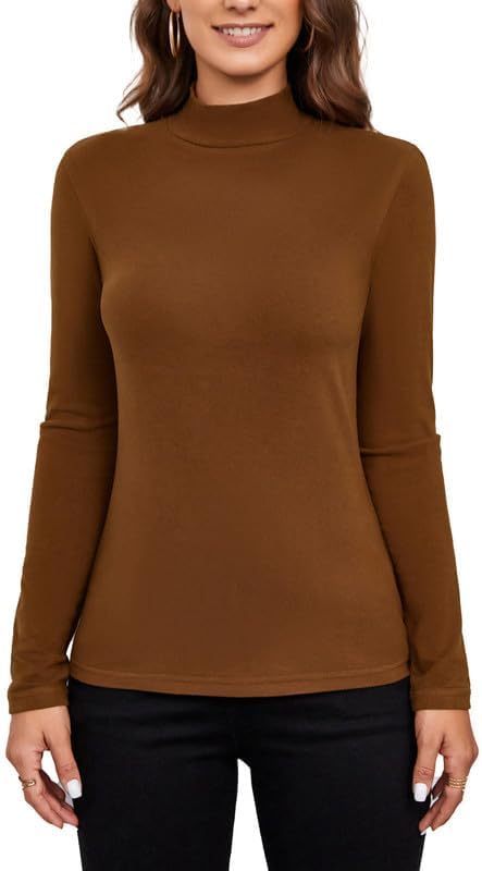 Women's Mock Turtleneck Lightweight Thermal Base Layer Tops - Image 3