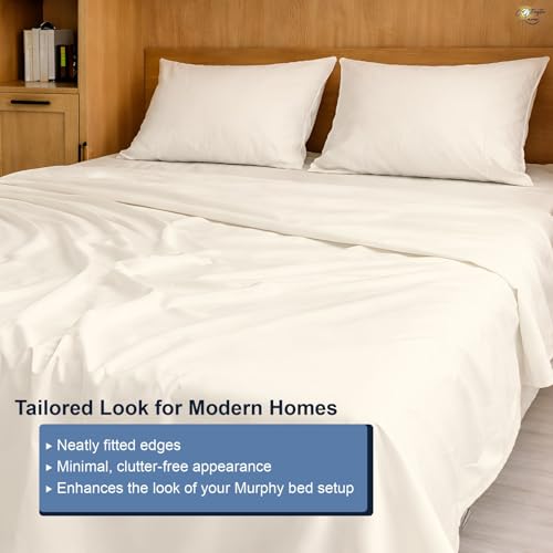 Cottington Lane Ivory Sheets for Murphy Bed Mattress, 4 Piece Premium Ultra Soft Brushed Microfiber Queen Size Wall Bed Sheet Set, 6-10 Inch Deep Pocket with All-Around Elastic by Cottington Lane - Image 7