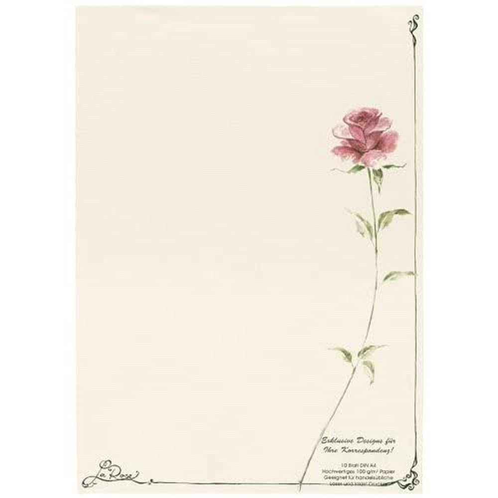 Rössler Papier 1103800805 - Designvellen DIN A4 (297 x 210mm) Motief: "La Rose".